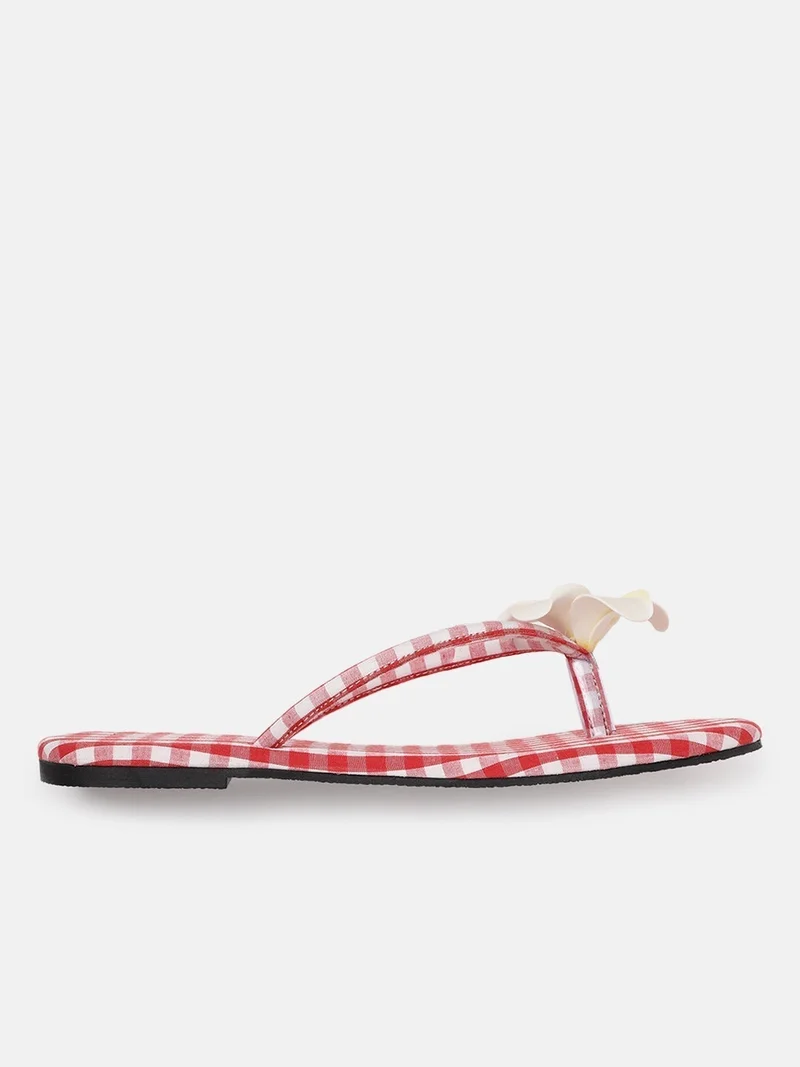 ZORIWORLD  Floral BAHAMAS Red Summer Flats for Resort Wear and Vacations  | Best Price UAE